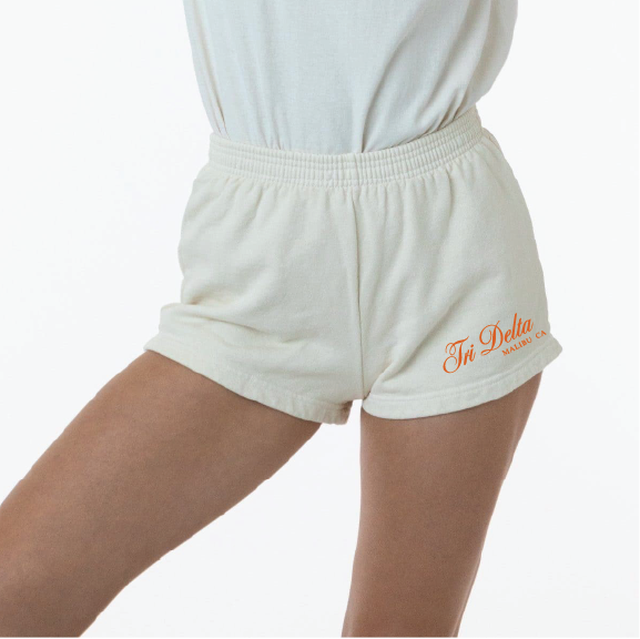 Pepperdine Tri Delta Cream Shorts