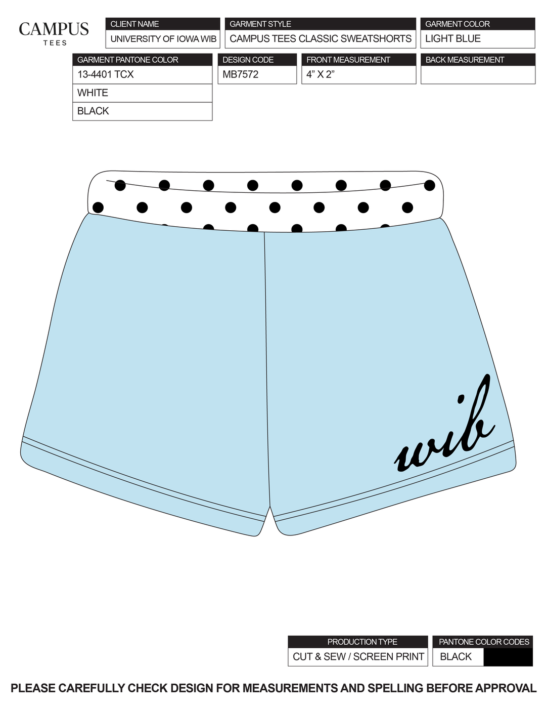 UNIVERSITY OF IOWA SWEATSHORTS LIGHT BLUE