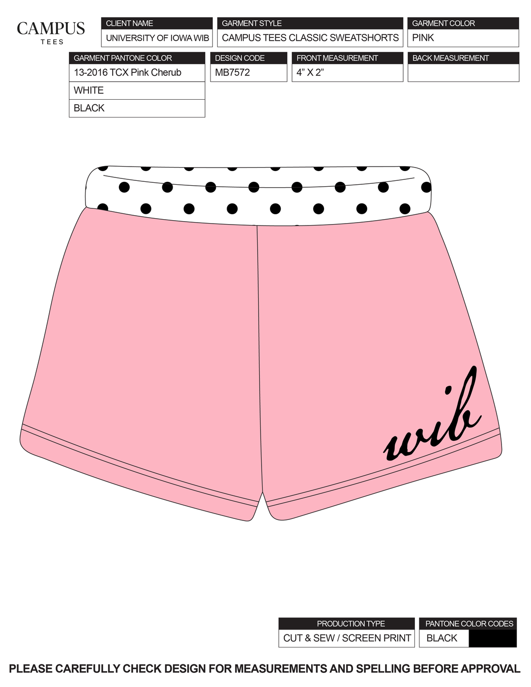 UNIVERSITY OF IOWA SWEATSHORTS PINK