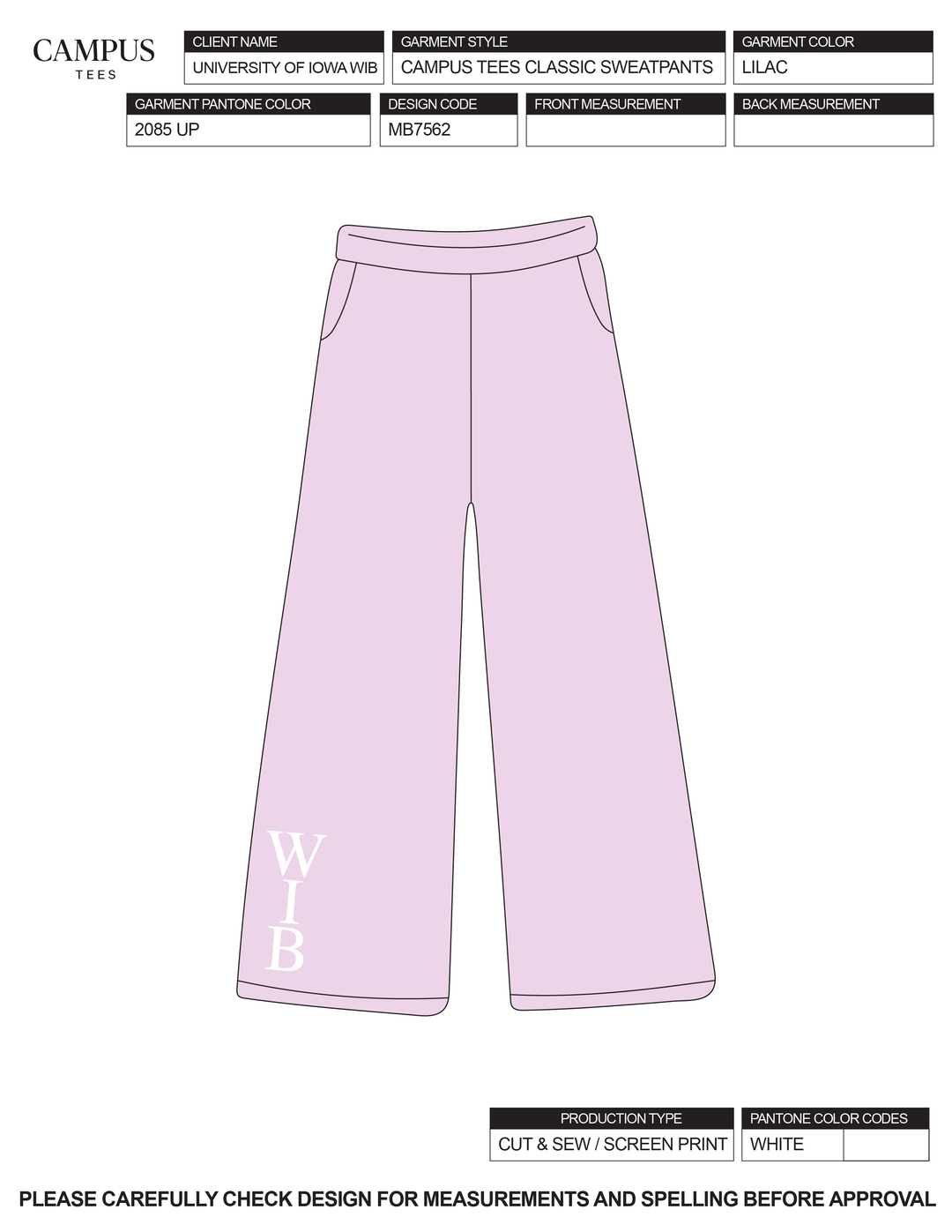 UNIVERSITY OF IOWA SWEATPANTS LILAC