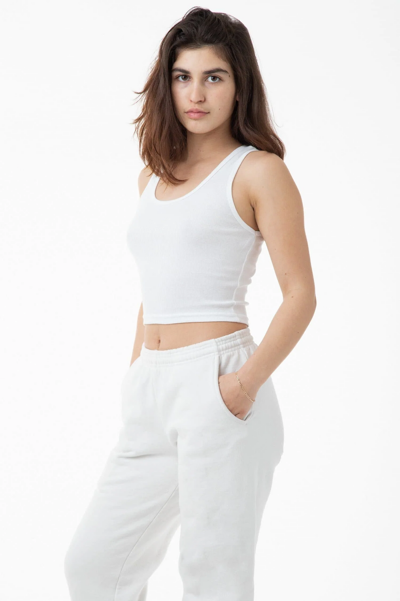 LA Apparel - 21308 Rib Crop Blank Tank